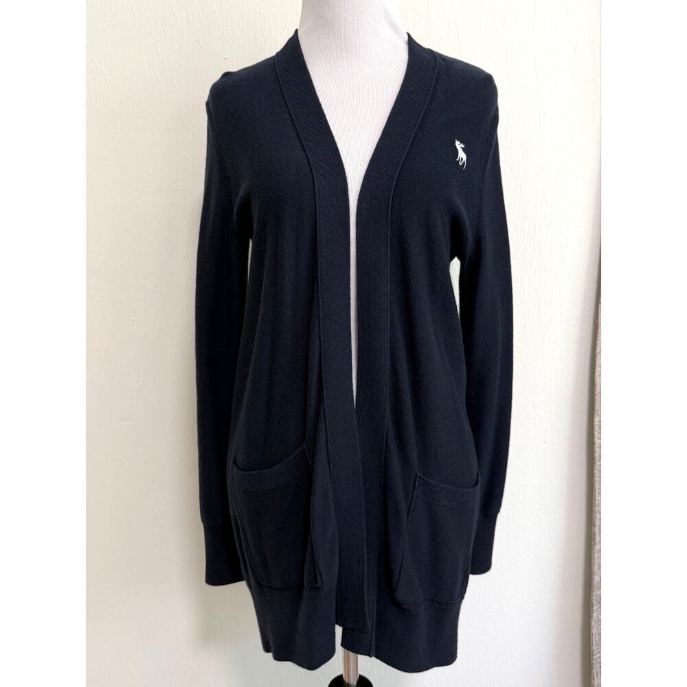 Abercrombie & Fitch Women Open Front Knit Cardigan S Blue Preppy Old Money Moose